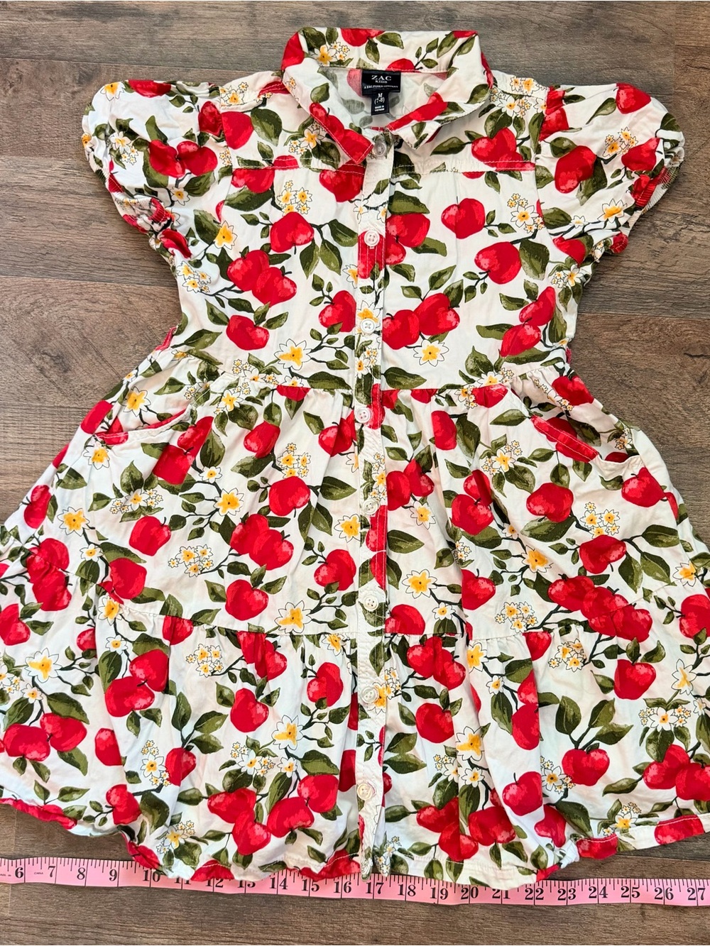 ZAC Red Apple Print Button-Front Dress